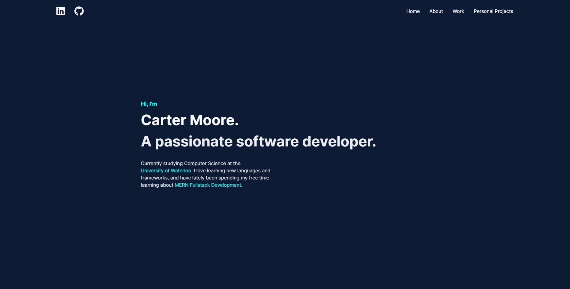 Portfolio landing page